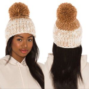 Free People Cozy Up Color Block Beanie with Pom Pom